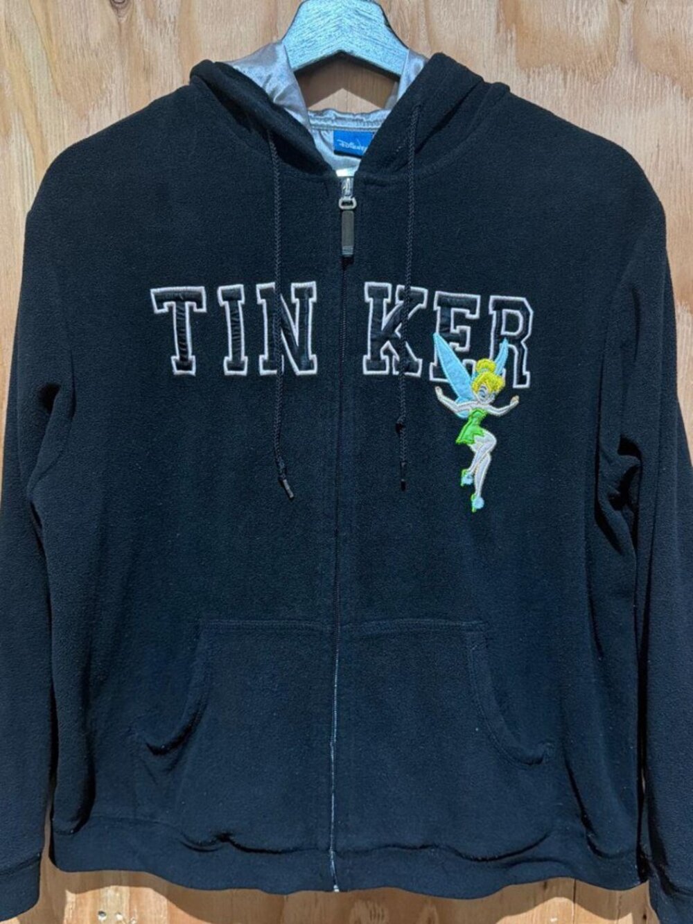 Disney Tinker Bell Fleece Zip-Up Hoodie Black Size M